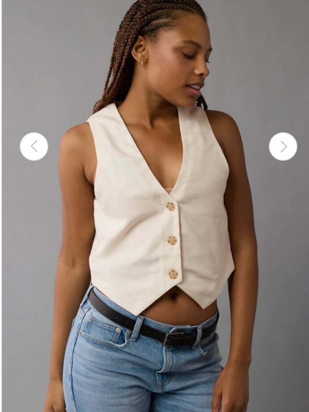 American Eagle Linen-Blend Waistcoat Vest